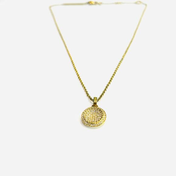 MICHAEL KORS Women's Gold Plated Pave Crystal Disk Necklace - Picture 4 of 7